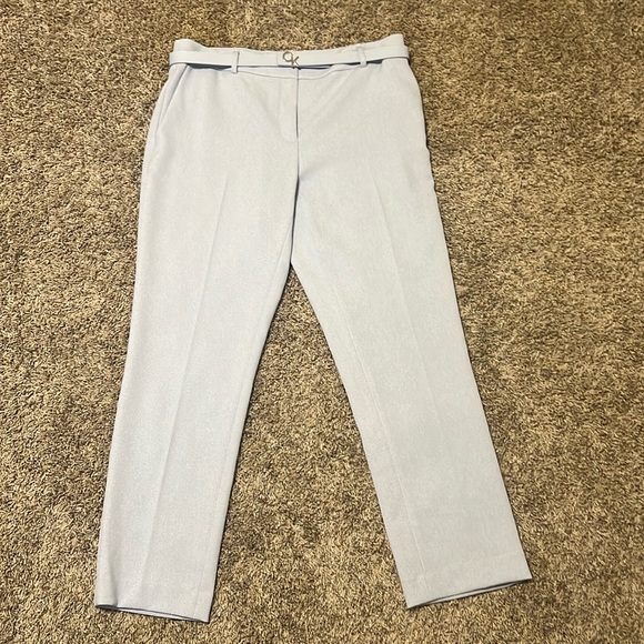 NWT Calvin Klein, size 10, Light Blue pants with belt and back pockets. - Picture 1 of 8